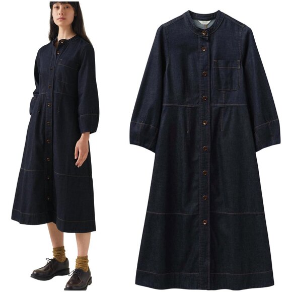TOAST Indigo Denim Neat Shirt Dress size UK 6 US 2 xs blue cotton shirtdress - Picture 1 of 13